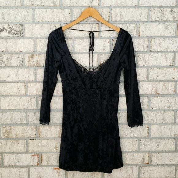 NWT Free People Kat Faux Wrap Velvet Mini Dress - Picture 2 of 7